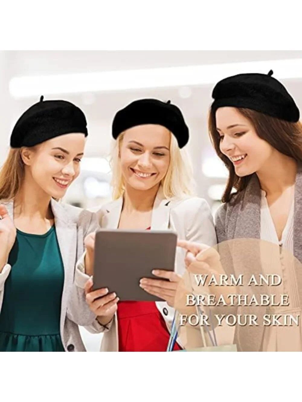 12 Pack French Beret Hats for Women - Stylish Baggy Artist Caps, Fashion
